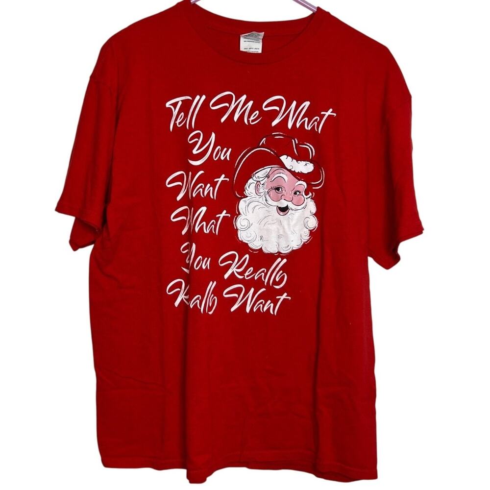 Santa Tell Me What You Really Want Large T-shirt Novelty Christmas
